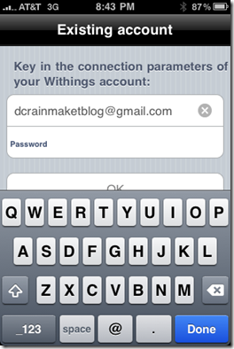 Withings iPhone App Account Configuration