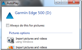 Edge 500 USB Windows Insert Message