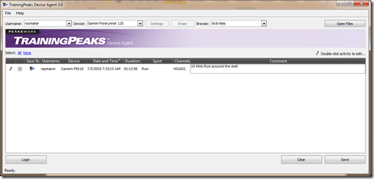 Training Peaks Device Agent Upload