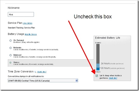 Modify GTU Sleep Settings