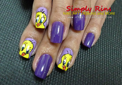 Tweety nail art