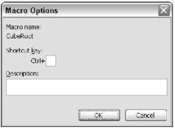 The Macro Options dialog box lets you set options for your macros.