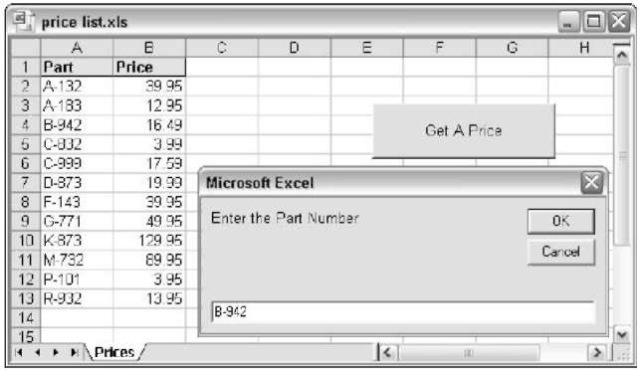 Use the InputBox function to get the user's input.