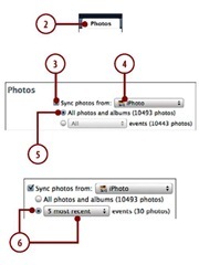 Check the Sync photos from check box.On the pop-up menu,choose iPhoto.