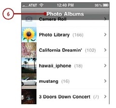 Use the Photo Album tools to move to,select,and configure the photo you want to associate with the contact 