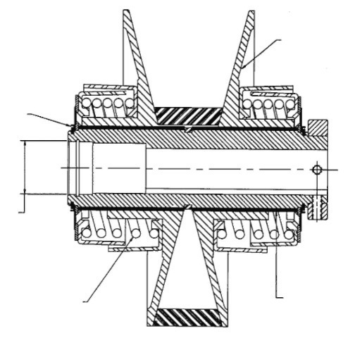 Cross section of double-side spring sheave. 