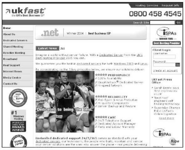 The UKFast.net home page.