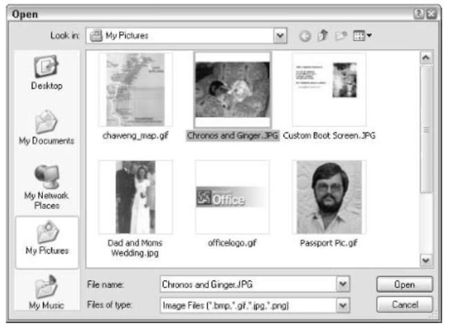 Pick a picture, and Windows makes a 48-X-48 pixel thumbnail.