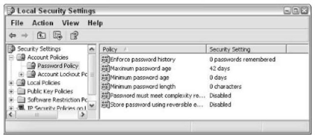 Security settings are only accessible on Windows XP Professional machines.