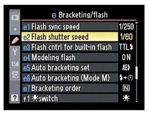  You can specify the slowest shutter speed the camera can use when you use flash in the P and A exposure modes.