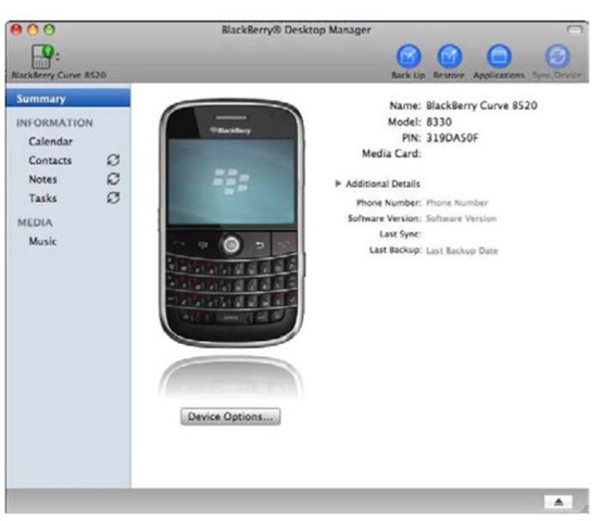 BlackBerry Desktop Manager on the Mac.