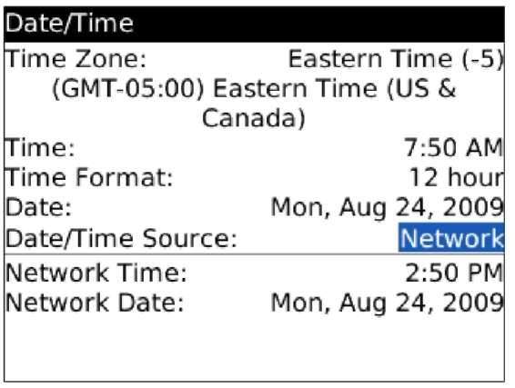 Set the date and time of your BlackBerry Curve.