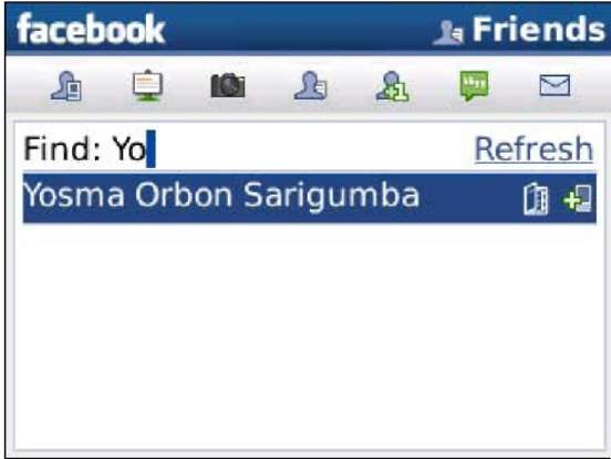The Address Book icon shows that your Facebook friend is connected to a BlackBerry contact.