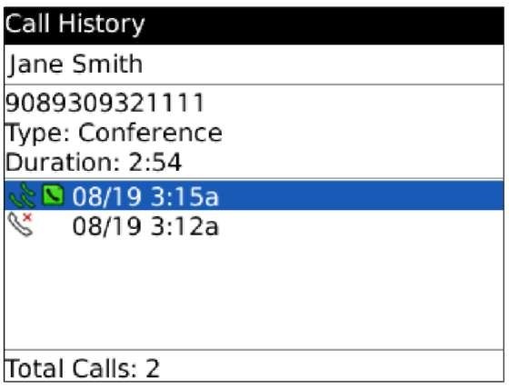 Call history, where you can see conversation notes.