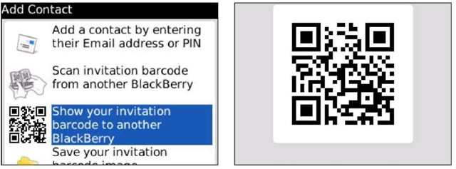 Add a contact (left) and an invitation barcode (right).