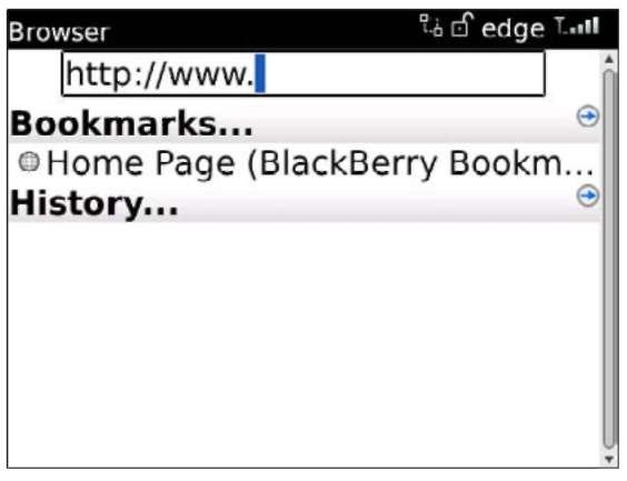 Browser with the default empty Bookmarks screen.