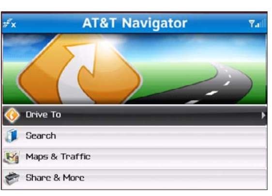 AT&T-branded version of TeleNav main menu.