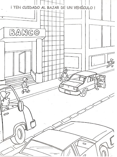 Be careful when leaving the vehicle, free coloring pages