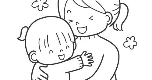 Mom huging daugther free coloring pages | Coloring Pages
