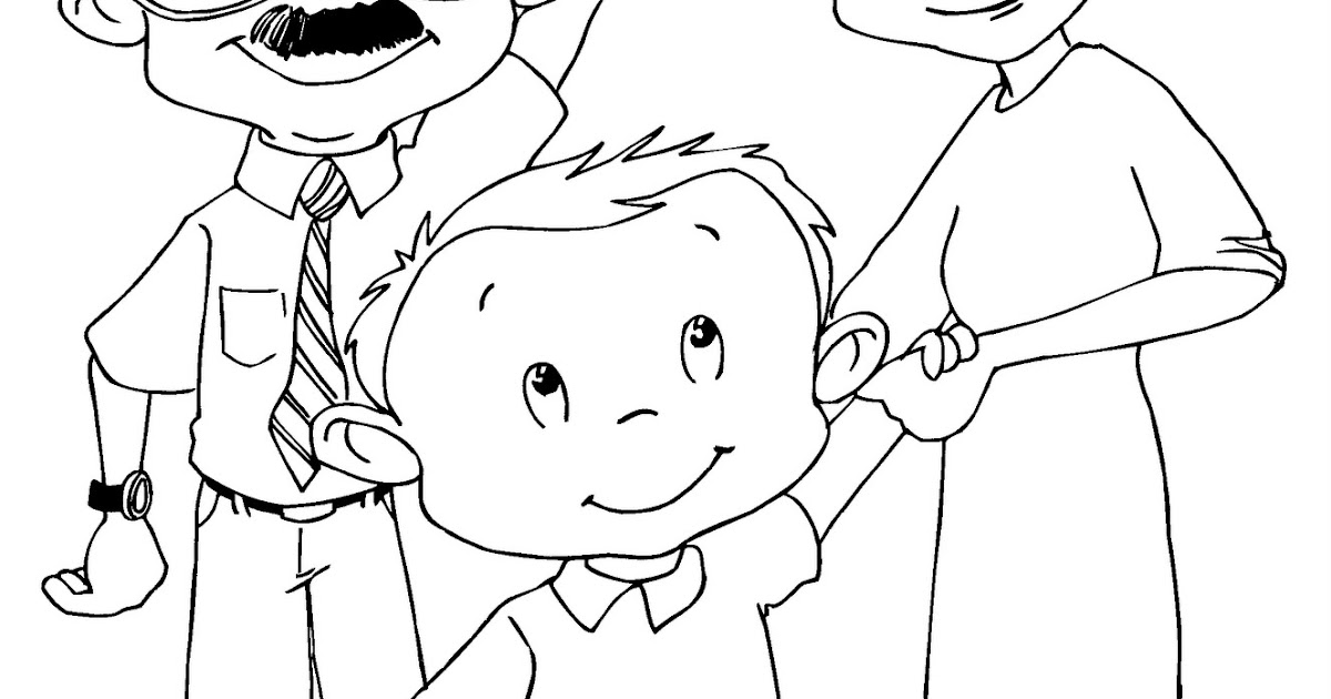 parents taking their child to school - free coloring pages | Coloring Pages