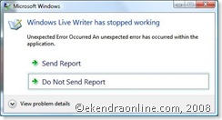 windows live writer has stopped working