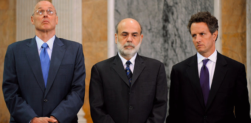 Henry Paulson, Ben Bernanke and Timothy Geithner in the documentary INSIDE JOB