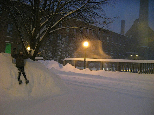 This is me. We climbed and slid/fell down this snow bank so many times, laughing hysterically.