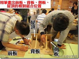 將每塊木板的組合位置先以筆作記號