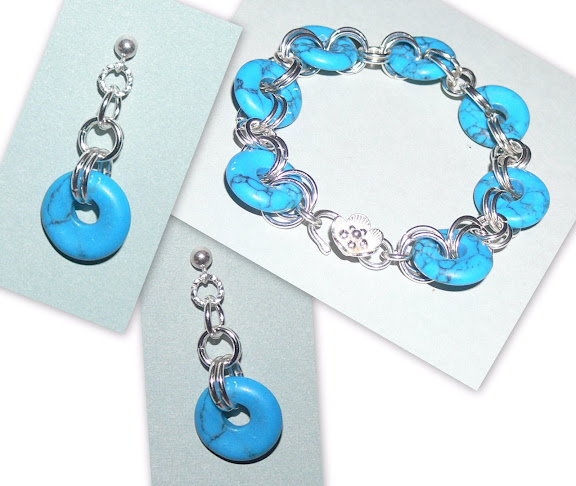 *Rings of Stone* DIY Bracelet & Earrings - Turquoise/Silver