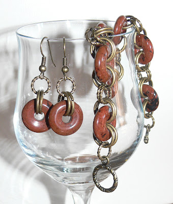 *Rings of Stone* DIY Bracelet & Earrings - Obsidian / Bronze