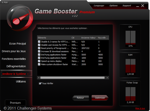 GameBooster 2.2 optimiser