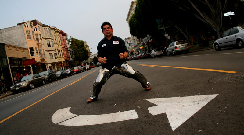Man vs. Car in a Disco Duel