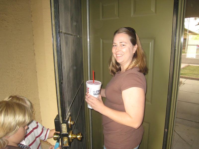 Sara and the boys entering the home for the first time