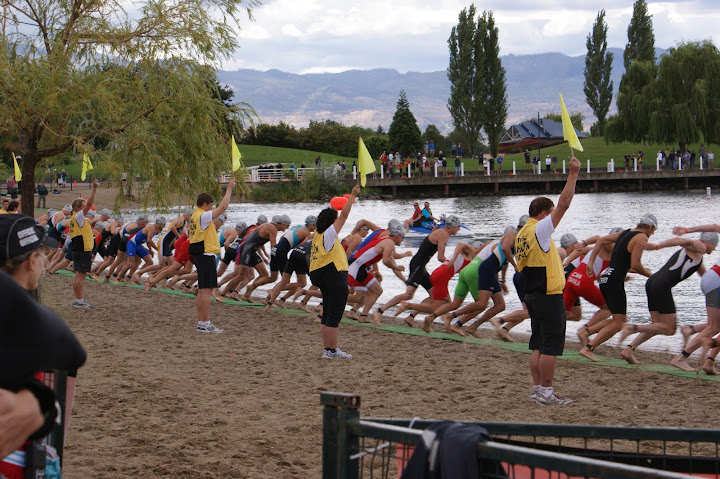 The horn sounds at the 2010 Canadian National Triathlon Championships