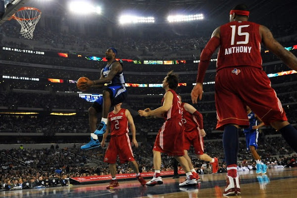 2010 NBA AllStar DWade and LeBron lead EAST in Front of 108k