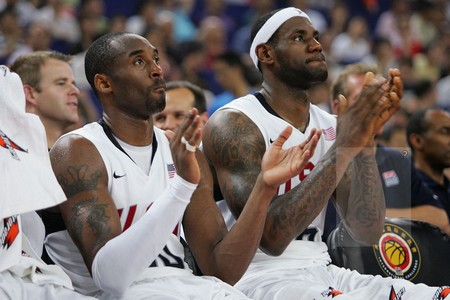 Kobe Bryant (L-R) Derek Fisher, Kobe Bryant and Luke Walton of the Los