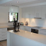 Melamine cabinets with 20mm Caesarstone benchtops