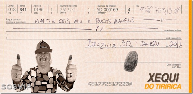 Tiririca cheque