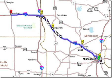 Day 1 St. Paul to Jamestown