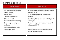 sorghum cookies recipe card