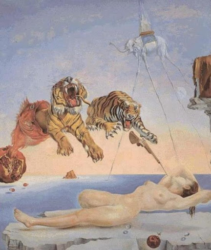 Dali- Rêve causé par le vol d'une abeille autour d'une pomme-grenade, une seconde avant l'éveil (1944, Madrid)