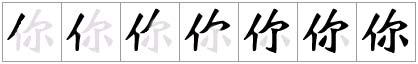 Karakter 你 ( nǐ ) : sen