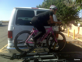 Jill's on her way home, but still can't get off the bike!