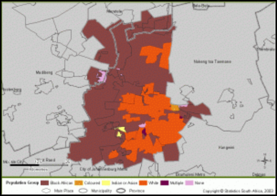 Afrikaners in majority in greater Pretoria MAP