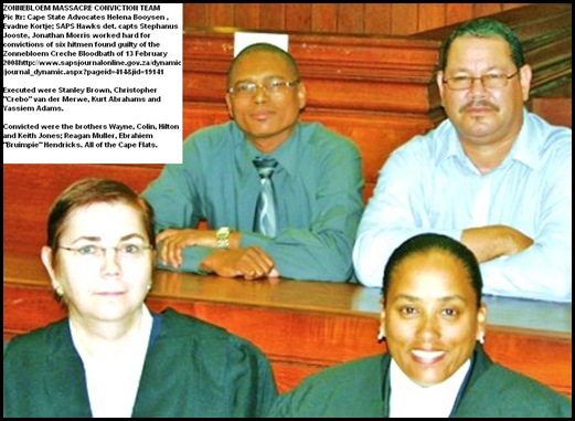 State adv Helena Booysen l Evadne Korte CaptStephanus Jooste Jonathan Mira Morris cent six CapeFlat gangsters to jail for life SAPS story