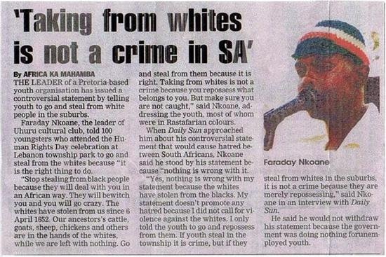 [Taking from whites is not a crime sajd Faraday Nkoane Uhuru cultural club Lebanontownship Pretoria[5].jpg]