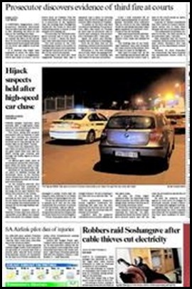 Pretoria High Speed carchase cops robbers shooting at each other Oct 72009