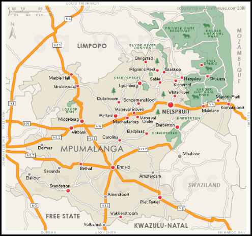 Mpuma province and wildlife reserves