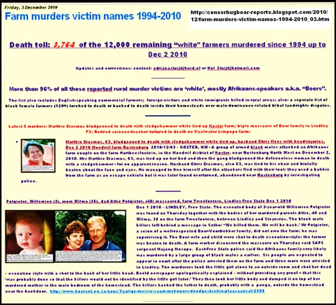 Dec32010 FARM MURDERS UPDATES REACH 3764 DEATH TOLL DEC32010