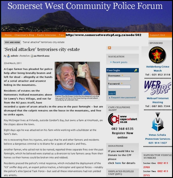 McGregor Roy farmer left for dead KnorhoekSIRLOWRYSPASS FORUMARTICLE